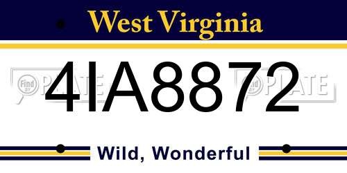 4IA8872 West Virginia License Plate