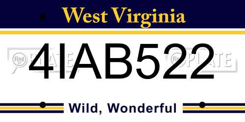 4IAB522 West Virginia License Plate