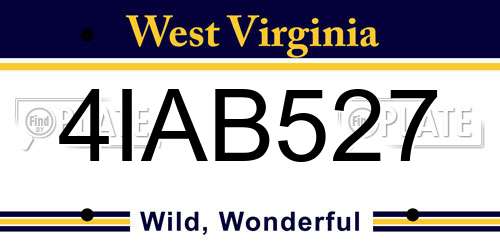 4IAB527 West Virginia License Plate