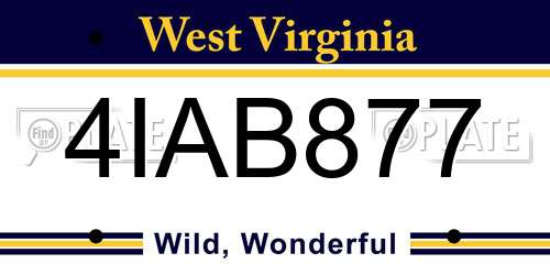 4IAB877 West Virginia License Plate