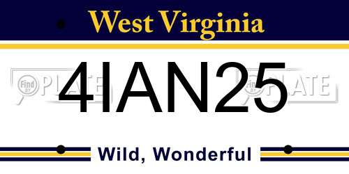 4IAN25 West Virginia License Plate