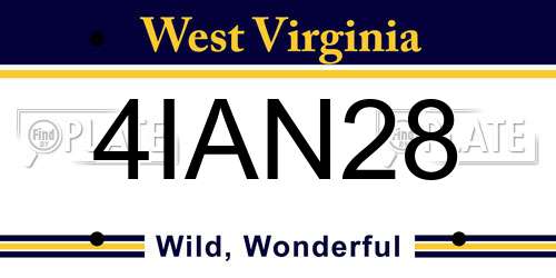 4IAN28 West Virginia License Plate