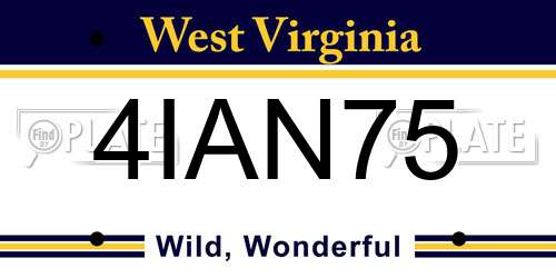 4IAN75 West Virginia License Plate