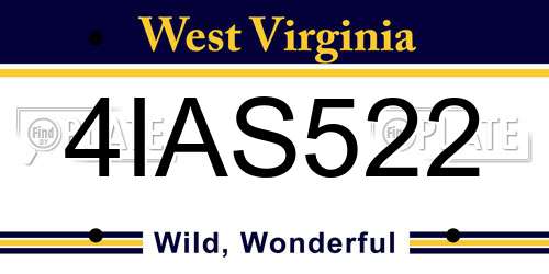 4IAS522 West Virginia License Plate