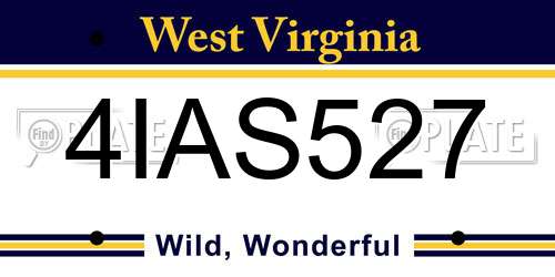4IAS527 West Virginia License Plate