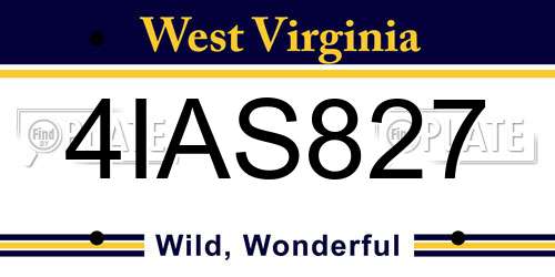 4IAS827 West Virginia License Plate
