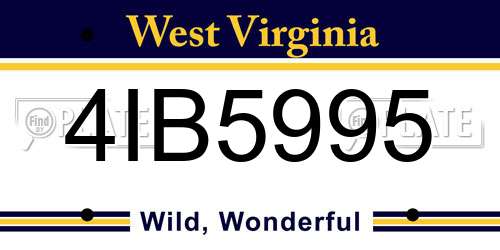 4IB5995 West Virginia License Plate