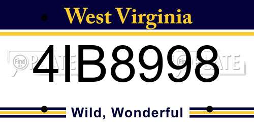4IB8998 West Virginia License Plate
