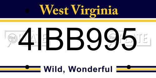 4IBB995 West Virginia License Plate