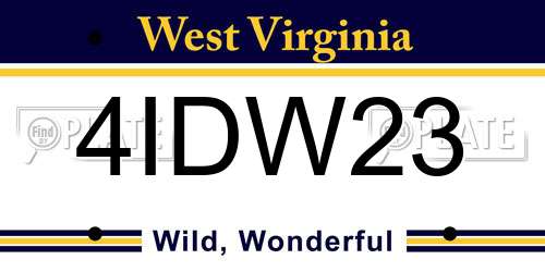 4IDW23 West Virginia License Plate
