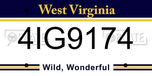 4IG9174 West Virginia License Plate