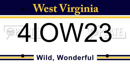 4IOW23 West Virginia License Plate