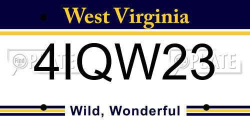 4IQW23 West Virginia License Plate