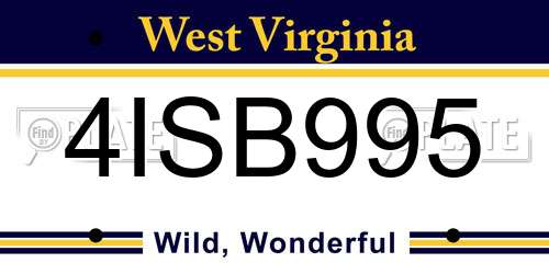 4ISB995 West Virginia License Plate