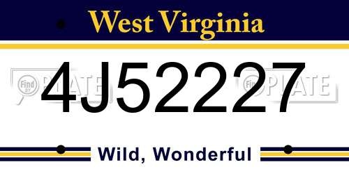 4J52227 West Virginia License Plate