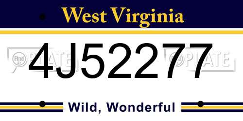 4J52277 West Virginia License Plate