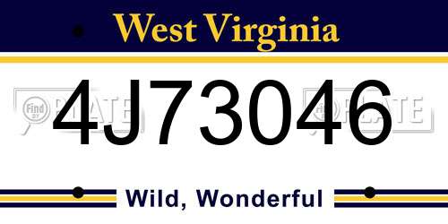 4J73046 West Virginia License Plate