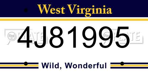 4J81995 West Virginia License Plate