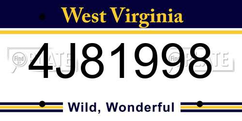 4J81998 West Virginia License Plate