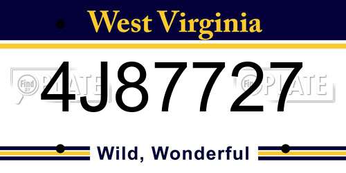 4J87727 West Virginia License Plate
