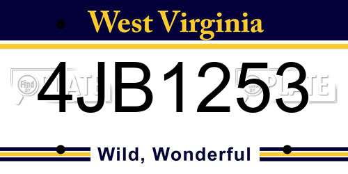 4JB1253 West Virginia License Plate