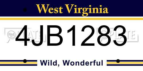 4JB1283 West Virginia License Plate