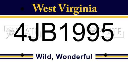 4JB1995 West Virginia License Plate
