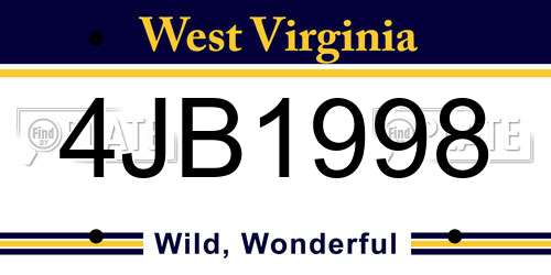 4JB1998 West Virginia License Plate