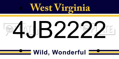4JB2222 West Virginia License Plate