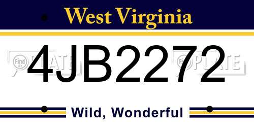 4JB2272 West Virginia License Plate
