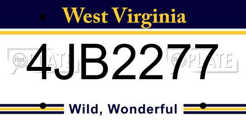 4JB2277 West Virginia License Plate