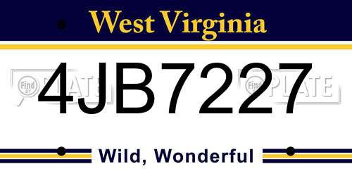 4JB7227 West Virginia License Plate