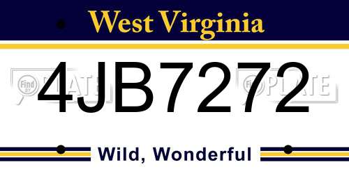 4JB7272 West Virginia License Plate