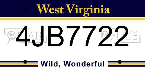 4JB7722 West Virginia License Plate