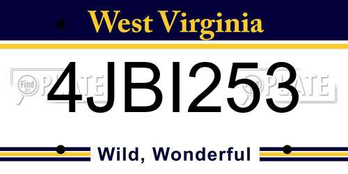 4JBI253 West Virginia License Plate