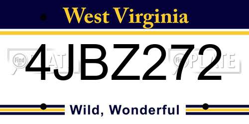 4JBZ272 West Virginia License Plate