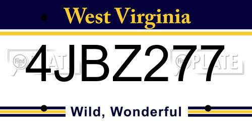 4JBZ277 West Virginia License Plate