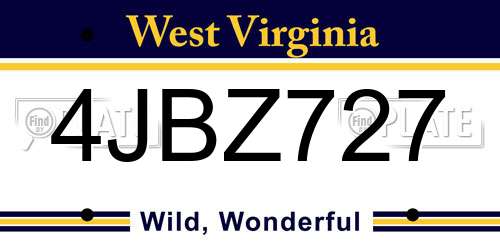 4JBZ727 West Virginia License Plate