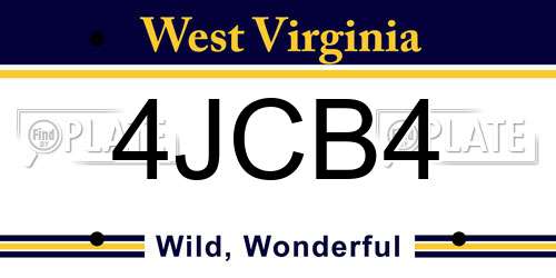 4JCB4 West Virginia License Plate