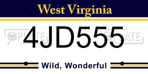 4JD555 West Virginia License Plate