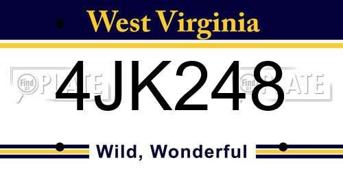 4JK248 West Virginia License Plate