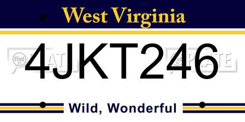 4JKT246 West Virginia License Plate