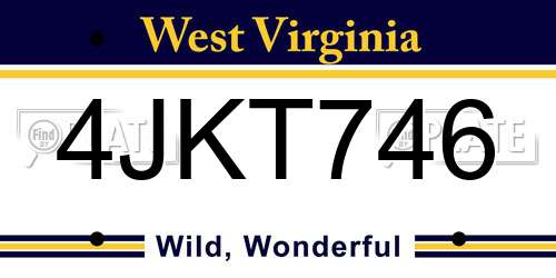4JKT746 West Virginia License Plate