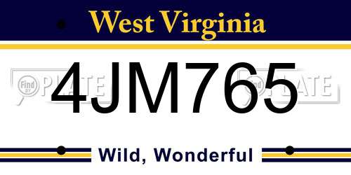 4JM765 West Virginia License Plate