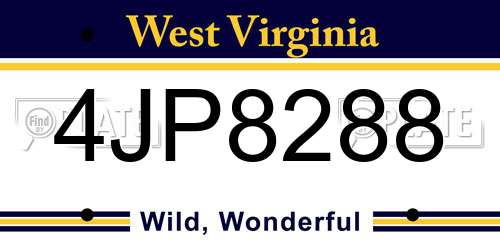 4JP8288 West Virginia License Plate