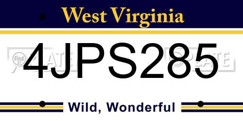 4JPS285 West Virginia License Plate