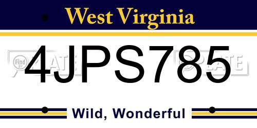 4JPS785 West Virginia License Plate