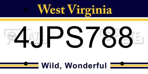 4JPS788 West Virginia License Plate