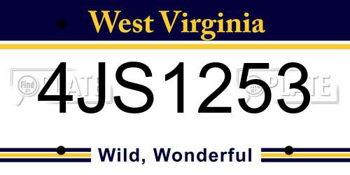 4JS1253 West Virginia License Plate