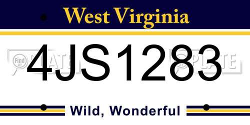 4JS1283 West Virginia License Plate